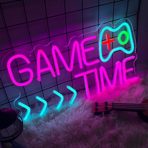 EleBikk GameTime Neon Schild, GameTime Neon Sign, LED-Neonlicht Gaming, Schillernde, Farbenfrohe Deko-Leuchte im Gaming-Stil, Ein Muss für Bars/Spielräume/trendige Spielotheken EleBikk GameTime Neon Schild, GameTime Neon Sign, LED-Neonlicht Gaming, Schillernde, Farbenfrohe Deko-Leuchte im Gaming-Stil, Ein Muss für Bars/Spielräume/trendige Spielotheken von EleBikk