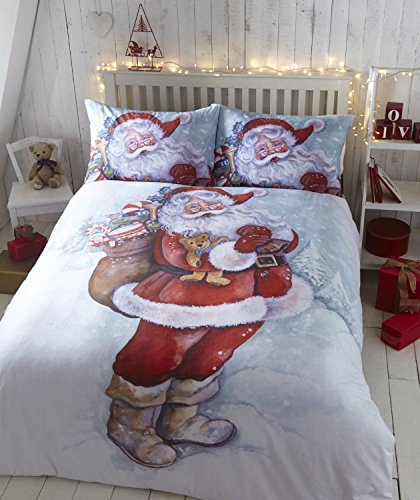 Wunderschönes Bettwäsche-Set - weihnachtlich - Baumwoll-Polyester-Mischung - UK-Einzelbett - Weihnachtsmann von Eleanor James