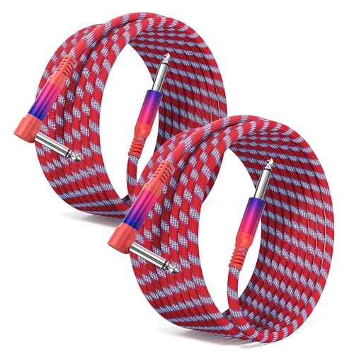 Elebase Gitarrenkabel 6,35mm TS 6M/20FT 2Stück,Angled 1/4" Instrumentaenkabel,Klinkenkabel 6,3 Gewinkelt Klinke Audio Kabel für Gitarre,E-Gitarre,Bass,Verstärker,AMP,Keyboard Elebase Gitarrenkabel 6,35mm TS 6M/20FT 2Stück,Angled 1/4" Instrumentaenkabel,Klinkenkabel 6,3 Gewinkelt Klinke Audio Kabel für Gitarre,E-Gitarre,Bass,Verstärker,AMP,Keyboard von Elebase