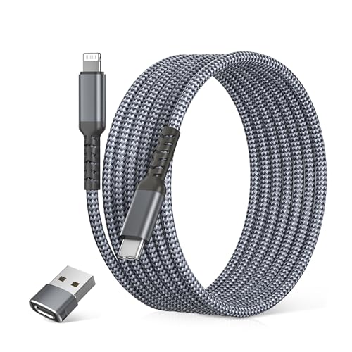 Elebase für iPhone 14/13 USB-C zu Lightning Ladekabel 2M, PD Schnellladekabel mit USB-A Adapter für Apple 12/12 Mini/11/XS/XR/X/8/7/6/SE/Pro Max, iPad 8./9. Generation, AirPods 2nd/3rd Generation von Elebase