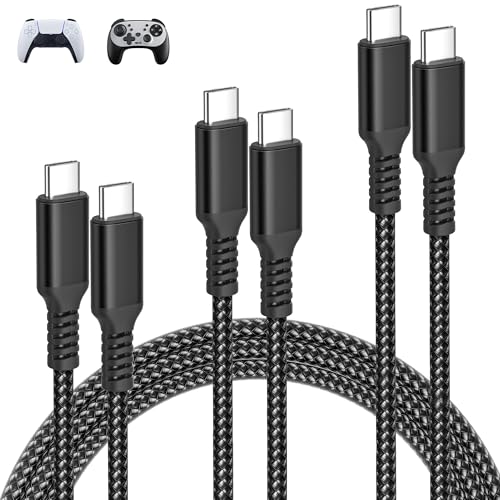 Elebase PS5 Controller Kabel Lang,1/2/3M 3Pack,PS5 Pro Controller Ladegerät Ladekabel USB C für Playstation 5 DualSense Controller,Switch 2/Lite Controller,Xbox Series X/S,Xbox Core Controller von Elebase