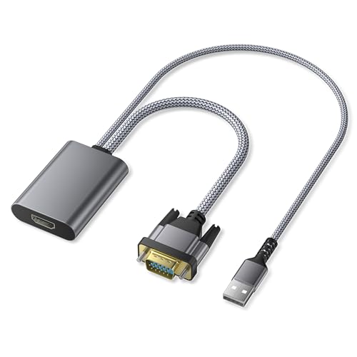 Elebase VGA auf HDMI Adapter,1080P Unidirektionaler Vga-Stecker zu Hdmi-Buchse Kabelkonverter mit Audio,für Vga-Computer/Laptop/Desktop/PC zu HDMI-Monitoren/TV/HDTV/Projektoren/Beamer von Elebase