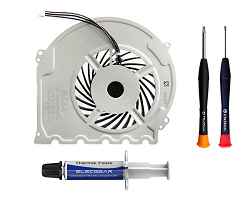 ElecGear Replacement CPU Lüfter für PS4 Slim CUH-2xxx – Intern Reparatur Ersatzkühler Ventilator Kühler Cooling Fan, Thermo Paste, TR8 Torx Security, PH00 Driver Set für Playstation 4 Slim von ElecGear