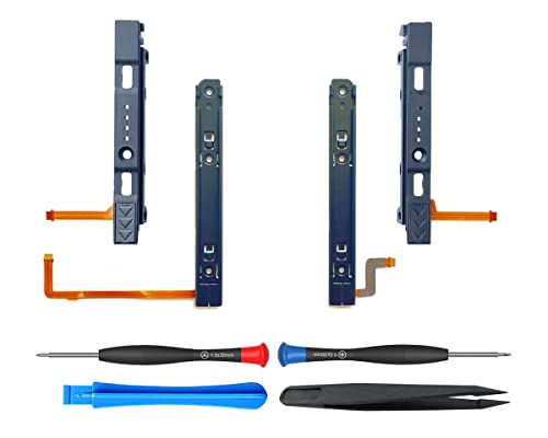 ElecGear Schieberbaugruppe Ersatz für OLED Switch HEG-001 und Joy Con Controller, Linke/Rechte Gleitschiene für NS OLED und Plastikrutsche Slider für Joy-Con mit Flexkabel, Reparaturwerkzeug inkl. ElecGear Schieberbaugruppe Ersatz für OLED Switch HEG-001 und Joy Con Controller, Linke/Rechte Gleitschiene für NS OLED und Plastikrutsche Slider für Joy-Con mit Flexkabel, Reparaturwerkzeug inkl. von ElecGear