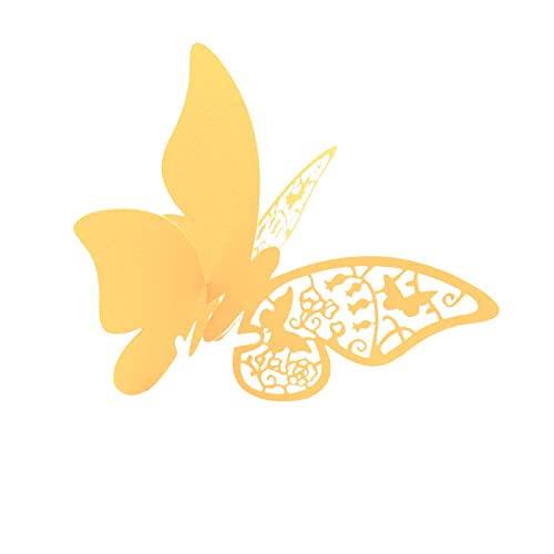 ElecMotive 100 Pcs Schmetterling Trichterwinde Tischkarten Namenskarten Glasanhänger Wandsticker für Tischdeko Hochzeit Party Haus Deco (Gold) von ElecMotive