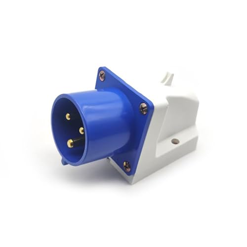 32A 3-polig CEE Industriell Stecker, 32A 220‑250V Blauer Industriestecker 50/60Hz 2P+E 6h IP44 IEC60309 Stiftbuchse zur Oberflächenmontage mit Box von Elecbee