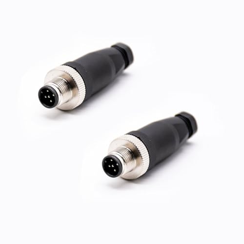 Elecbee 2 Stücke M12 5 polig Aviation Stecker, A Code Sensorkabelstecker Gewindesicherung Rundsteckverbinder IP67 Wasserdicht Industrieller Rundstecker für den Außenbereich (Männlicher) von Elecbee