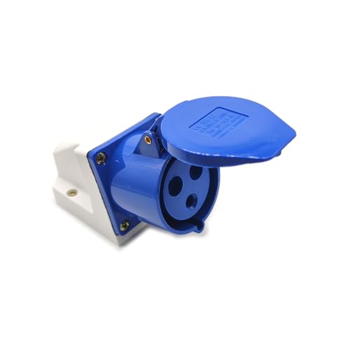 Elecbee IEC60309 CEE-Stecker Wandsteckdose 32A 3polig 220V-250V 50/60Hz 2P+E 6h 2P+E IP67 CEE Industrie Blau CEE Kupplungssteckdose von Elecbee