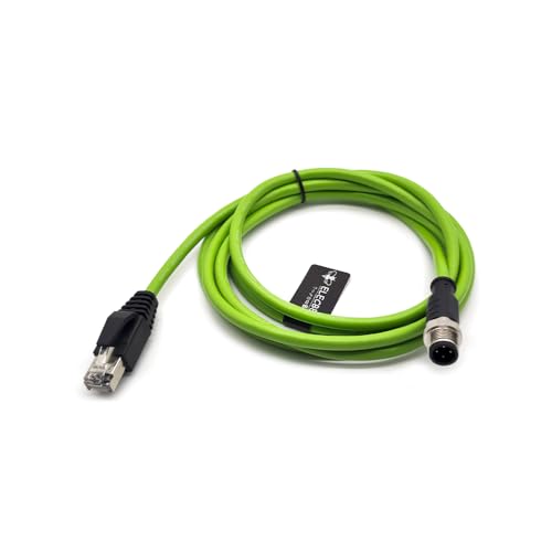 Elecbee M12 4 poliger D kodierter Stecker auf RJ45 Ethernet Kabel, Cat5e geschirmt High Flex Netzwerkkabel Gerades doppelseitiges Kabel mit 2 Meter AWG22 von Elecbee