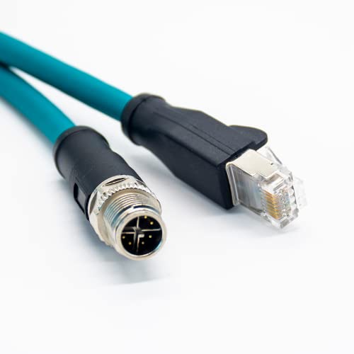 Elecbee M12 X-codiert auf RJ45 Kabel, M12 8-poliger Stecker auf RJ45 8P8C Steckerkabel 180 Grad mit blauem Kunststoffkabel 1M AWG24 von Elecbee