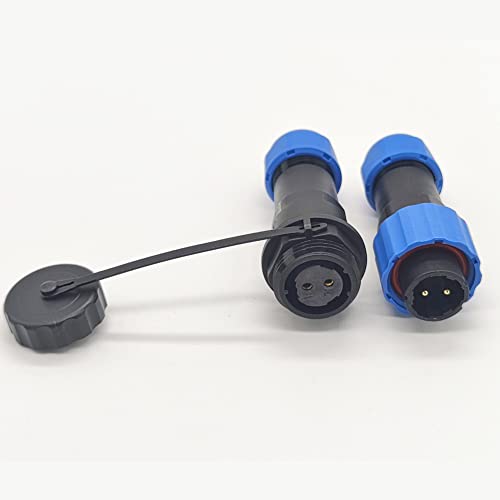 Elecbee Anschlussstecker Luftfahrtstecker SP17 IP68 2-polig, SP17 Serie 2 Pin männlicher Stecker und weibliche Buchse mit runder Buchse wasserdichte Inline-Stoßverbinder für Außenlampen verwendet von Elecbee