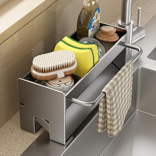 Elecbee Spülbecken Organizer Küchen, Spüle Sink Organizer, Zusätzliche Verstärkung Spülorganizer (grau) von Elecbee