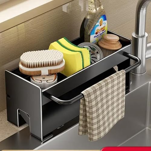 Elecbee Spülbecken Organizer Küchen, Spüle Sink Organizer, Zusätzliche Verstärkung Spülorganizer (schwarz) von Elecbee