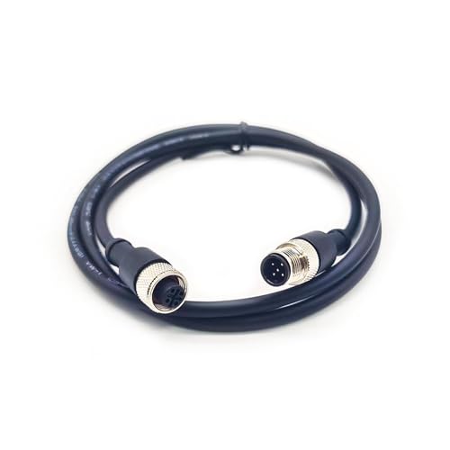 M12 5-poliger Stecker Kabel mit doppeltem Ende, 12 mm A-Code Aviation Stecker Rundsteckverbinder IP67 Wasserdicht Industrieller Rundstecker, Stecker auf Buchse Gerade(1 m) von Elecbee