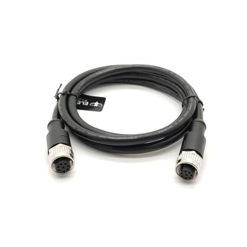 M12 8-poliges Buchse-auf-Buchse-Kabel, A-Kodierung, gerader Stecker, 1 m, AWG24, schwarzes PVC-Kabel, ungeschirmt von Elecbee