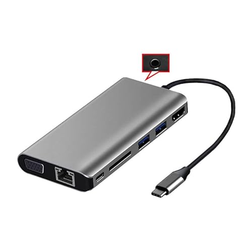 USB Typ C Hub 8 in 1 Aluminiumlegierung PD Aufladen USB 3.0 HDMl Gigabyte Lan SD TF Hub Ethernet für Laptop PC von Elecbee