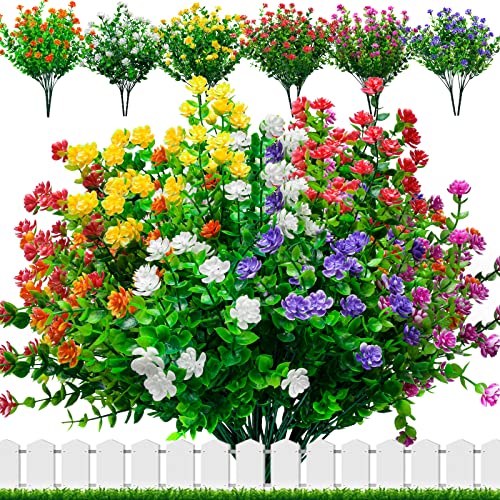 Elecoutek 12 Bündel Kunstblumen für Außen, Künstliche Blumen UV Beständige Plastikblumen Deko, Wetterfeste Künstliche Balkonpflanzen für Balkon Garten Balkonkasten Blumenkasten Outdoor und Indoor von Elecoutek