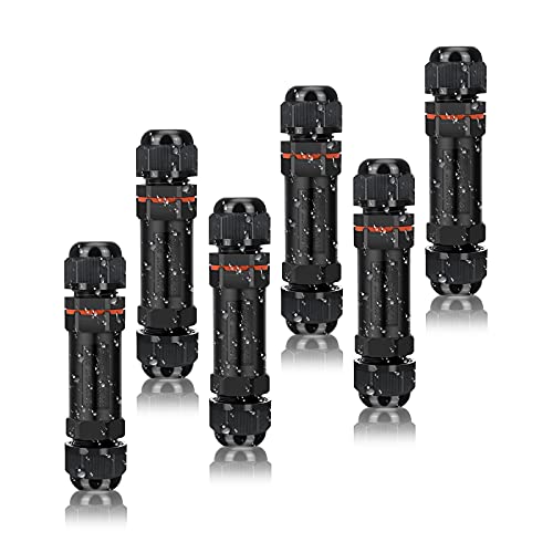 Elecoutek 6ST Kabelverbinder Wasserdicht IP68 Verbindungsbox Erdkabel Verbindungsmuffe 3 Polig für Ø5-13 mm Kabeldurchmesser, Abzweigdose Außen Verteilerdose Schwarz von Elecoutek