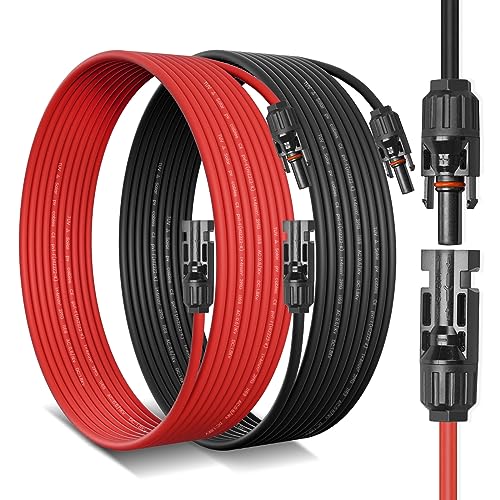 Elecoutek Solarkabel 4mm² 15M x 2 Solar Verlängerungskabel mit Solarstecker, Solar Verlängerung Photovoltaik Kabel für Solarpanel Balkonkraftwerk Solar Kabel(2-20M, 4mm2, 6mm2) von Elecoutek