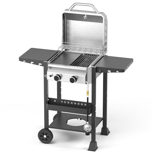 Electactic Propangas BBQ Grill 2-Brenner Barbecue Grills mit Gusseisen Bratpfanne und Rosten Combo, 16000 BTU Output Edelstahl Grill für Outdoor Kochen, Terrasse, Hinterhof Party Electactic Propangas BBQ Grill 2-Brenner Barbecue Grills mit Gusseisen Bratpfanne und Rosten Combo, 16000 BTU Output Edelstahl Grill für Outdoor Kochen, Terrasse, Hinterhof Party von Electactic