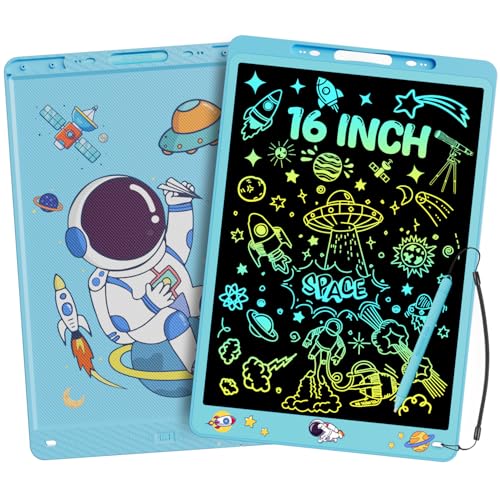 Bunter LCD Schreibtafel 16 Zoll für Kinder und Erwachsene, LCD Writing Tablet Löschbarer Wiederverwendbarer Zeichenblock, Abschließbar Maltafel Tablet, Kinder Spielzeug Geschenke, Blau von Electight