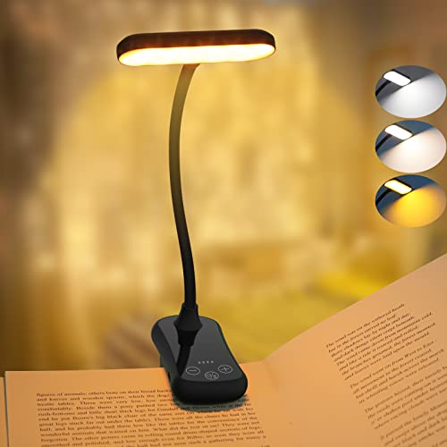 Electight 20 LEDs Leselampe Buch Klemme, USB Wiederaufladbar Klemmleuchte Buchlampe mit 3 Beleuchtungsmodi, Stufenlos Dimmbar, Touch Schalter, Batterieanzeige, 360° Flexibler Arm von Electight