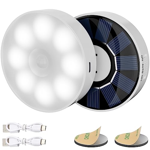 Solar Nachtlicht mit Bewegungsmelder, Electight 2 Pack 8 LED Nachtlampe, Aufladen über Solar & USB, 3 Modi Auto/ON/Off, für Flur, Treppe, Toilette, Küche & Schrank, Kinderzimmer, Camping von Electight