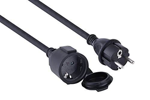 Electraline 01661 Verlängerungskabel IP44 (20M Kabel, H07RN-F 3G1.5, für den Außenbereich und den Einsatz auf Baustellen) schwarz, Schwartz von Electraline