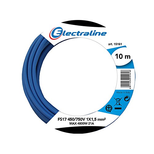 Electraline 13091 einadriges Kabel FS17, Querschnitt 1 x 1,5 mm2, Blau, 10 m von Electraline