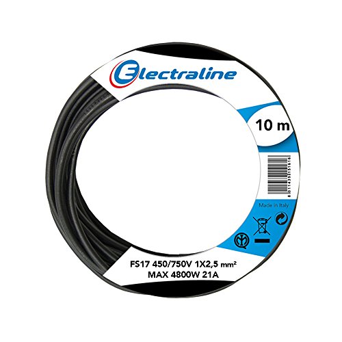 Electraline 13141 einadriges Kabel FS17, Querschnitt 1 x 2,5 mm2, Schwarz, 10 m von Electraline