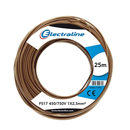 Electraline 13152 Unipolares Kabel FS17, Abschnitt 1 x 2,5 mm², gelb/grün, 25 m von Electraline