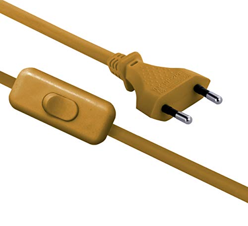 Electraline 1545 – 0 Verlängerungskabel mit Schalter, Länge 1,5 m, 230 V 10 A, Abschnitt Kabel 2 x 0.75, Gold von Electraline