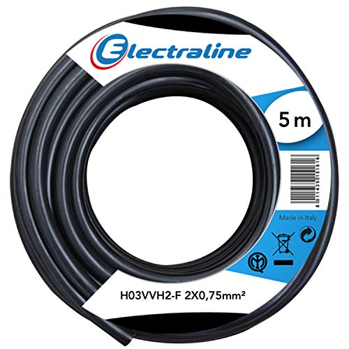 Electraline 20016 Kabel Knäuel H03VVH2-F 2 x 0,75 m 5 schwarz von Electraline