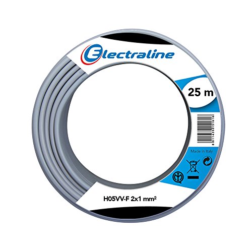 Electraline 20607028I, Kabel H05VV-F Abschnitt 2x1 mm², Länge 25 m, Grau von Electraline