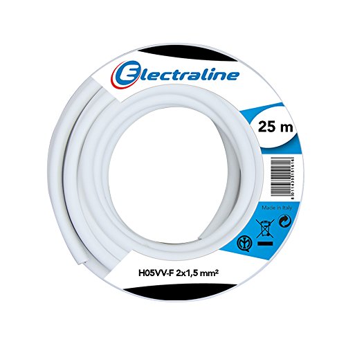 Electraline 20607038J, Kabel H05VV-F Abschnitt 2x1,5 mm², Länge 25 m, Weiß von Electraline