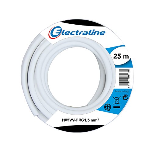 Electraline 20607078J, Kabel H05VV-F Abschnitt 3G1,5 mm², Länge 25 m, Weiß von Electraline