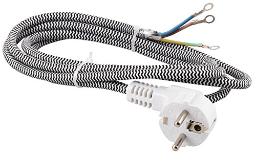 Electraline 2085101UI Verlängerung für Glätteisen, Länge 2M, Profilkabel 3G1 mm, Schwarz/Weiß von Electraline