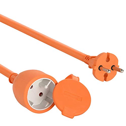 Electraline 20857038F Garten Schutzkontakt-Verlängerung - 25 m Kabel - orange - Kunststoffleitung - IP20 / Verlängerungskabel mit Kindersicherung / Europäischem 2-poligem Stecker 16A, 25 M von Electraline