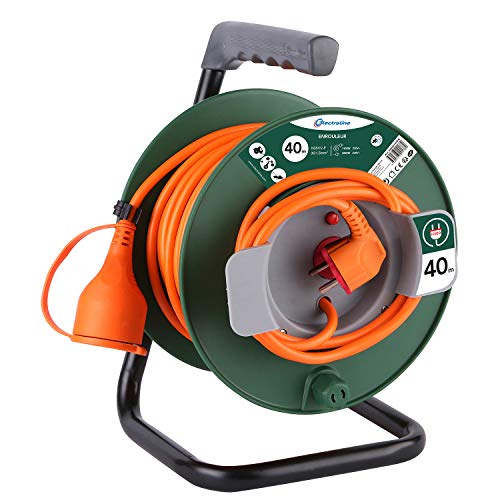 Electraline Jardín 20866149FG Verlängerungskabel, 40 m, mit Kabeltrommel, 16 A, Querschnitt 3G, 1,5 mm², Orange/Grün von Electraline