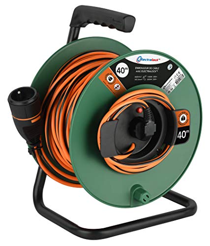Electraline 208666 Verlängerungskabel Jardín mit Kabeltrommel, 40 m, 3 G1,5 mm, mit französischem Stecker, Electralock mit Verriegelungssystem, das das die Trennung verhindert, schwarz/orange Electraline 208666 Verlängerungskabel Jardín mit Kabeltrommel, 40 m, 3 G1,5 mm, mit französischem Stecker, Electralock mit Verriegelungssystem, das das die Trennung verhindert, schwarz/orange von Electraline