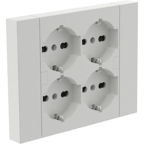 Electraline 22105 Einbausteckdose Quadra 4 Plätze Universal P40, kompatibel mit allen 3-fach Unterputzdosen (Mauerwerk oder Gipskarton) von Electraline