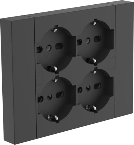 Electraline 22115 Einbausteckdose Quadra 4 Plätze Universal P40, kompatibel mit allen 3-fach Unterputzdosen (Mauerwerk oder Gipskarton) von Electraline