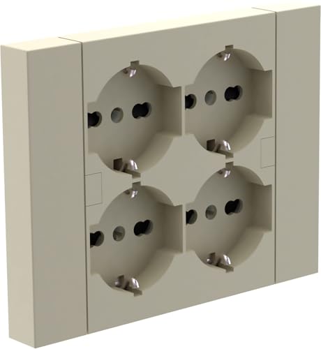 Electraline 22125 Einbausteckdose Quadra 4 Plätze Universal P40, kompatibel mit allen 3-fach Unterputzdosen (Mauerwerk oder Gipskarton) von Electraline