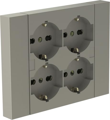 Electraline 22135 Einbausteckdose Quadra 4 Plätze Universal P40, kompatibel mit allen 3-fach Unterputzdosen (Mauerwerk oder Gipskarton) von Electraline