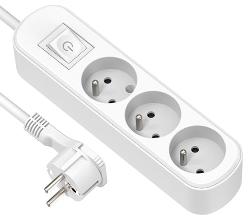 Electraline 32040 Block 3 fach mit Schalter/Flachstecker 1,5 m weiß von Electraline