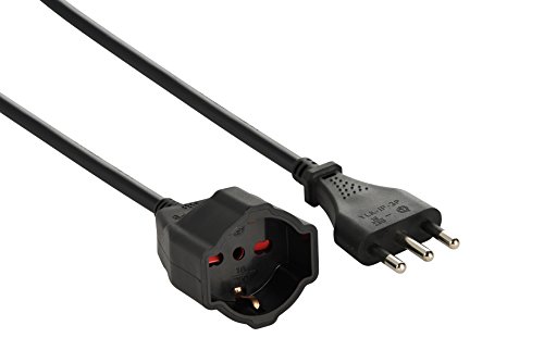 Electraline 46111 Verlängerung 10 mt Stecker 16 A und vielseitige Stecker (Schuko + 10/16 A), Schwarz – Abschnitt Kabel 3 G1,5 mm² von Electraline
