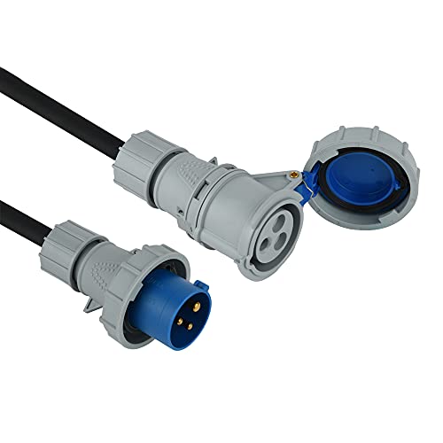 Electraline 46140, Verlängerung Industriel - 20 m Kabel - Gummischlauchleitung - IP67 Außenbereich / Industrie-Kaltgerätesteckdosen 3-poliger Stecker geeignet für Caravan von Electraline