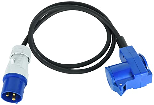 Electraline 46150, Verlängerung Industriel - 1.5 M Kabel H07RN-F - Gummischlauchleitung - IP44 Außenbereich /1 Industrie-Kaltgerätesteckdosen + 1 Schuko-Steckdose, CEE Stecker geeignet für Caravan von Electraline