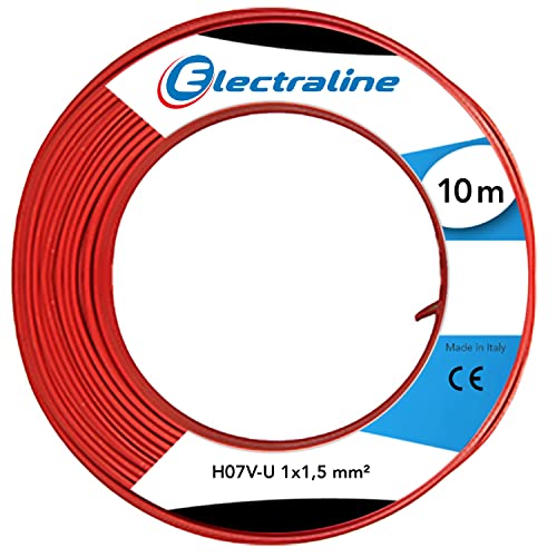 Electraline 60101015A, Kabel H07V-U Abschnitt 1x1,5 mm², Länge 10 m, Rot von Electraline