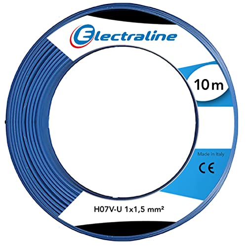 Electraline 60101015B, Kabel H07V-U Abschnitt 1x1,5 mm², Länge 10 m, Blau von Electraline